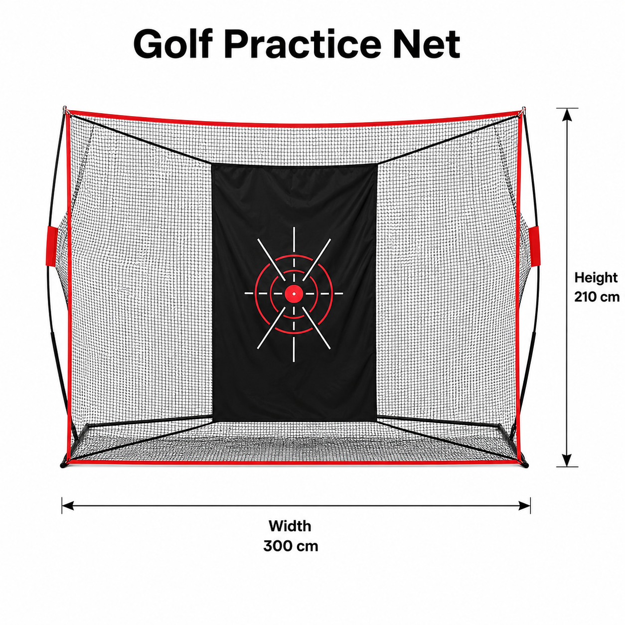 3m × 2.1m Golf Practice Net Set with Target Sheet and Carry Bag