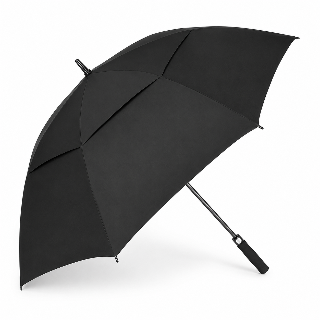 PARPLAY Large Black Golf Umbrella with Double Canopy and Fibreglass Frame