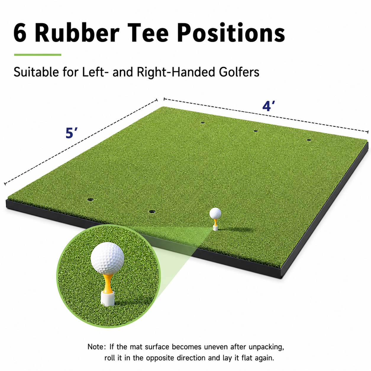 1m × 1m Golf Practice Mat Set with Rubber Tees and Training Balls
