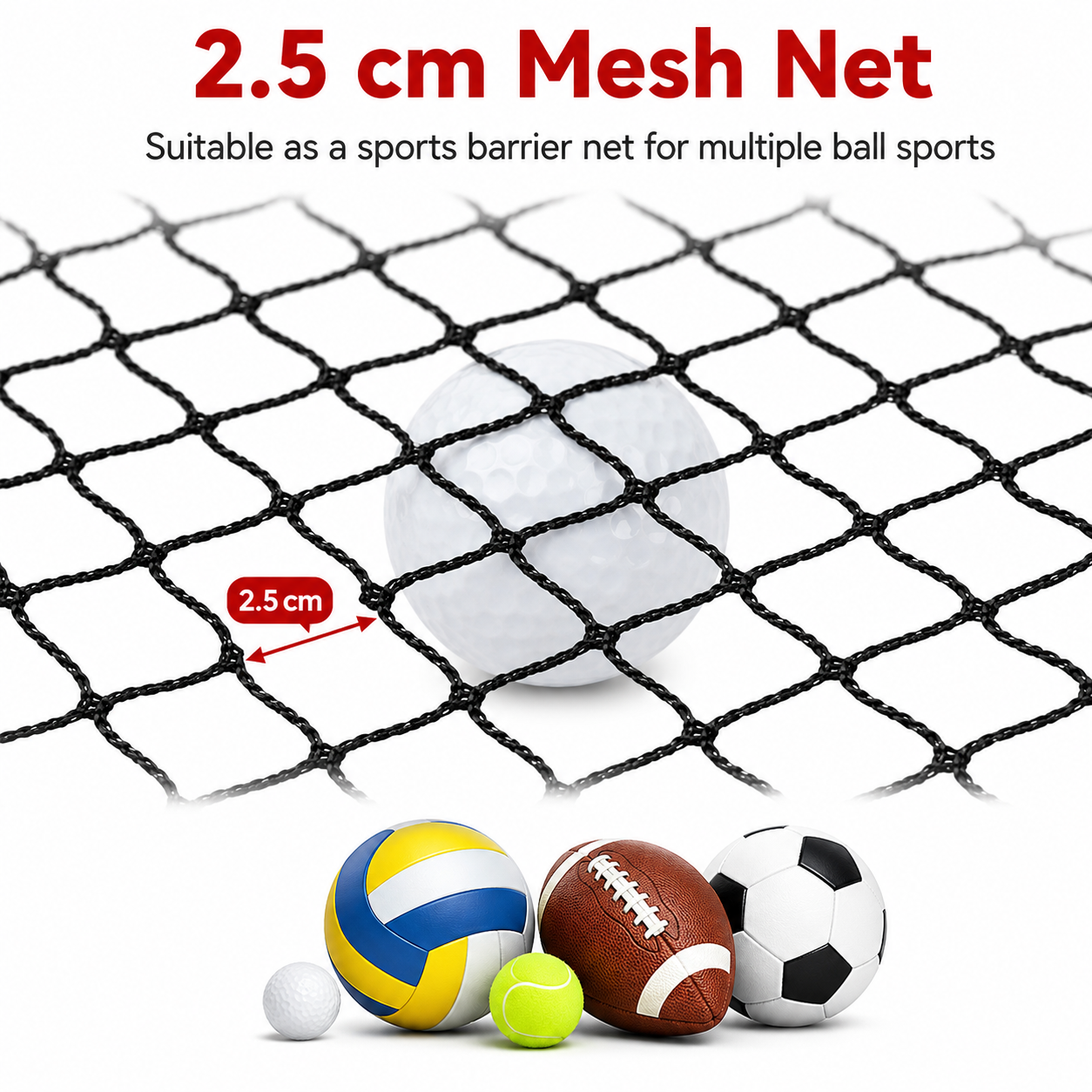 3m × 3m Golf Practice Impact Net with Rope and Carabiner Clips
