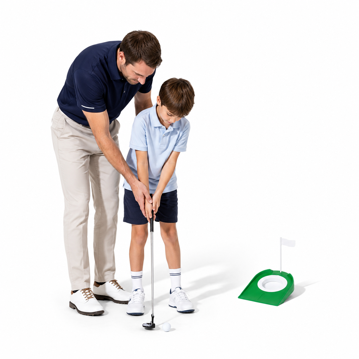 Portable Golf Putting Practice Cup with Flag and Ball Return Ramp