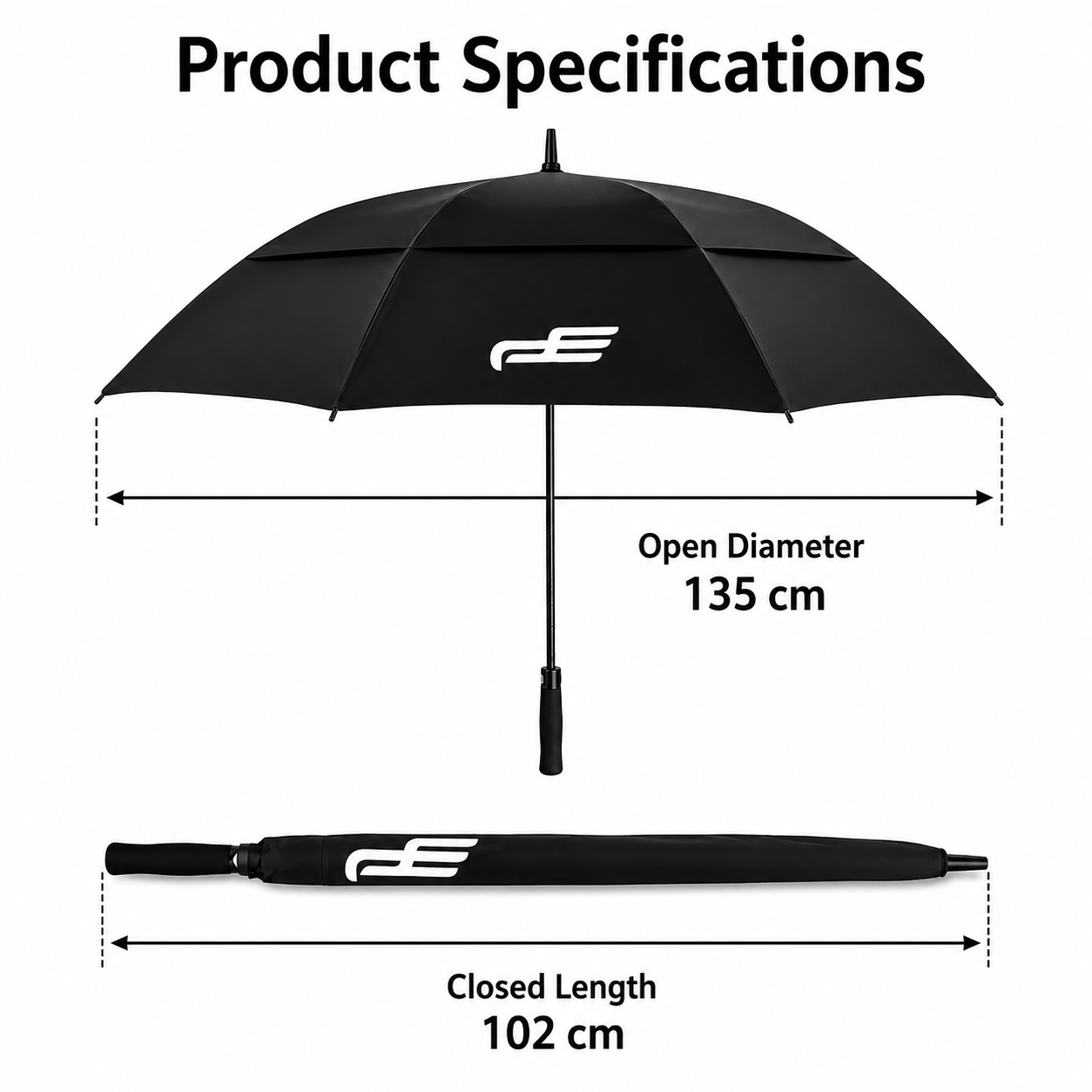 PARPLAY Eagle Series 135 cm Large Double-Canopy Golf Umbrella