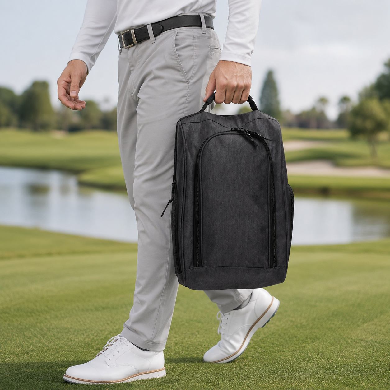 PARPLAY Golf Shoe Bag with Side Storage Compartments